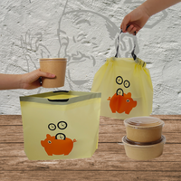 Sacs en plastique PE écologiques durables bleu sarcelle avec cordon de serrage, réutilisables, imperméables et résistants à l'huile pour les repas quotidiens et les pique-niques