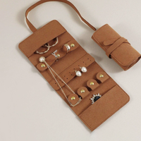 Nouvelle pochette de rangement simple pour bijoux, organiseur portable en microfibre pour boucles d'oreilles et bijoux, boîte à bijoux cadeau