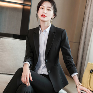 Women's Formal Suit Set Spring Autumn Slim Fit Korean Style Business Work Clothes Anti-Wrinkle Polyester Fiber Full Sleeve - Product Image 3