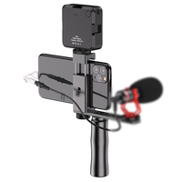 Perlengkapan Vlogging untuk Perekaman Video Ponsel, Smartphone Vlogger, Pemotretan YouTube, Perlengkapan Vlog Pemula, Lampu, Mikrofon Shotgun, Penjepit Ponsel