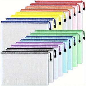 Custom Waterproof PVC Mesh Bags Zipper Transparent <b>File</b> Document Bag Plastic Document Pouch <b>A4</b> <b>File</b> Folder Office - Product Image 1