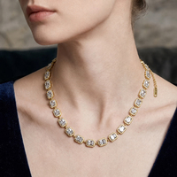 Collier tendance en acier inoxydable étanche, plaqué or 18 carats, avec pendentif cœur rond pavé de zircons, bijoux pour femmes, vente en gros