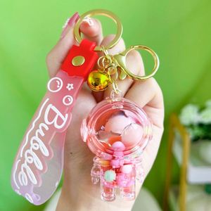 Kawaii Girl Boy Keyring Holder Creative Floating Oil Acrylic Bagpack Pendant Car <b>Key</b> <b>Ring</b> Cute Liquid Astronaut Keychain - Product Image 4