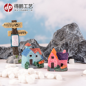 <b>Miniature</b> Resin Garden House Ornaments For Indoor Outdoor Decoration European Style Villa Landscape Decorations - Product Image 2