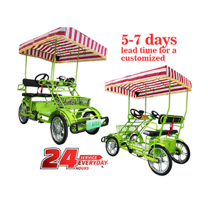 Quadriciclo Elettrico <span class=keywords><strong>a</strong></span> Pedalata Assistita con Batteria al Piombo-Acido Verde Completa, Motore 500W/750W, Bici Surrey <span class=keywords><strong>a</strong></span> Quattro Ruote con Cestino Portaoggetti - Product Image 2