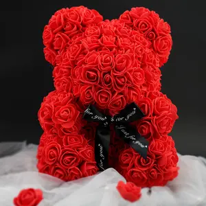 Sıcak satış hediye 25cm 40cm köpük gül ayı yapay çiçek kalp gül ayı sevgililer günü için