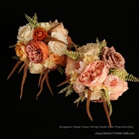 Bouquet de fleurs en soie pour mariée, décoration de table, fait main, blanc, rose, violet, bleu, rouge, orange, cadeaux d'affaires