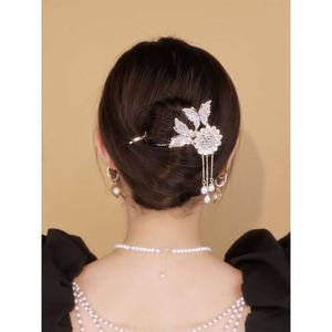 Pinza para el pelo con diamantes de imitación, perlas, mariposa, girasol y borlas, pinza de rizo retorcida, pinza de garra de rana, pinza para la parte trasera de la cabeza - Product Image 3