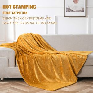 프리미엄 푹신한 양면 봉제 양털 던지기 샤이니 스타 프린트 플란넬 담요 사계절 - Product Image 6
