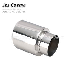 Embout d'échappement universel à <span class=keywords><strong>double</strong></span> <span class=keywords><strong>paroi</strong></span> en acier inoxydable argenté, diamètre 3 à 4 pouces, à découpe inclinée et roulée - Product Image 6