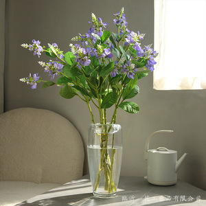 Arrangement floral artificiel Yihua en soie rose et violette pour la décoration de la maison, vase moderne pour le salon - Product Image 3