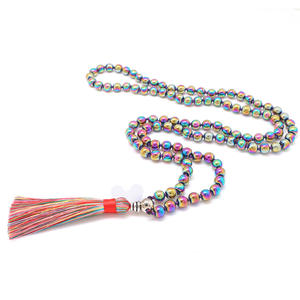 Conjunto de Japamala de Ónix Tigre de 8 mm, Joyería Espiritual para Meditación y Yoga, Collar de 108 Cuentas con Borla, Pulsera Negra con Ojos Turquesa Africana - Product Image 3