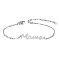 Bracelet Mama en or 18 carats imperméable, minimaliste, délicat, en or et argent, avec chaîne à maillons, lettres Mama, cadeau pour la fête des mères