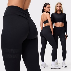 Leggings de yoga très élastiques et respirants, taille en V, tissu fonctionnel anti-transpiration et séchage rapide, taille élastique - Product Image 1