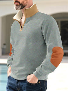 2025 hommes <span class=keywords><strong>Vintage</strong></span> à manches longues brodé <span class=keywords><strong>pull</strong></span> demi-ouvert patte solide motif sweats à capuche pulls - Product Image 3