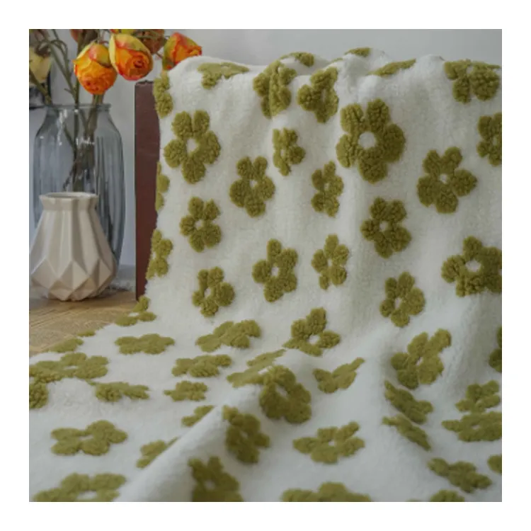 Floral US Size High Quality Quilt Fluffy knitting jacquard fabric 100%Polyester fleece fabric for clothing and bed