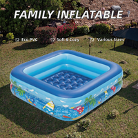Baignoire gonflable rectangulaire pour enfants, motif océan, en PVC, sans couvercle, pour le plaisir en plein air