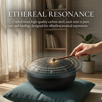 8 Inch Ethereal Drums 11 Tone Steel Round Tongue Drum Portable Percussion Instrument Drum with Stick