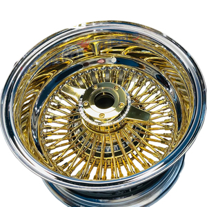 Jantes Kelun Lowrider 14x7 à rayons inversés en acier chromé avec adaptateur, 4 pièces, neuves - Product Image 1