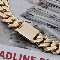 Chaîne cubaine en laiton plaqué or 14 carats avec micro-pavé de zircone cubique, bijoux de mode hip-hop