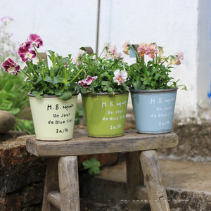 Pots à plantes succulentes en fer forgé, seaux à fleurs muraux, pots à fleurs <span class=keywords><strong>pour</strong></span> <span class=keywords><strong>terrasse</strong></span> extérieure, balcon, jardinières décoratives, plateaux à fleurs - Product Image 3