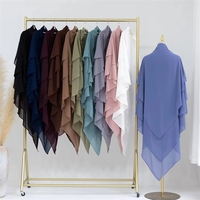 Khimar en crêpe jazz double couche respirant pour femmes musulmanes modestes, à nouer sur la tête, long, pour Jilbab, voile de prière, Niqab
