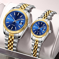 Design personnalisé de luxe 2 pièces montres de couple calendrier classique Date 3A qualité femmes hommes alliage montre à quartz