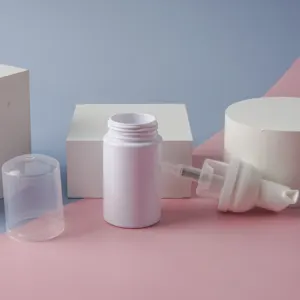 Frasco de bomba pet de plástico, frasco de bomba vazio branco de 1oz 30ml para sabão manual