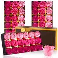 50 Pcs/Kotak Bunga Sabun Kering Buatan Kotak Hadiah Aroma Floral Pernikahan Pesta Hari Ibu Paskah Sentuhan Alami Buatan Tangan