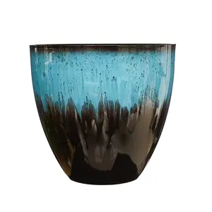 Custom print modern resin plant pots planter, Plastic glazed ceramic face planter vase