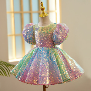 High Quality Summer Girls Dress Rainbow Mesh Bow Birthday Party <strong>Dance</strong> Costume Little Princess Dress Kids <strong>Clothes</strong> - Product Image 4
