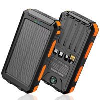Chargeur solaire essentiel pour le camping, banques d'alimentation 10000mAh avec deux lampes LED et boussole pour l'extérieur