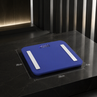 Báscula Inteligente de Grasa Corporal con Bluetooth, Color Azul Marino, Vidrio Templado de Alta Resistencia, Pantalla LCD Retroiluminada para una Vida Saludable