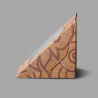 Boîte à sandwich personnalisée avec logo imprimé, boîte à sandwich triangulaire en papier kraft jetable avec fenêtre en PVC