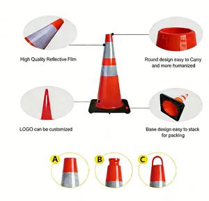 Cônes de signalisation routière flexibles en PVC noir de 36 pouces pour la sécurité routière - Vente en gros - Product Image 6