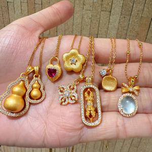 Kalung liontin perak pelat emas asli mewah elegan untuk wanita Chinoiserie mode kelas atas Vintage tahan lama baru - Product Image 1