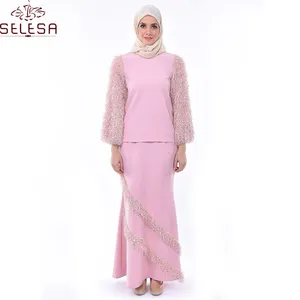 2020 Newest Hot Lady Abayas Dubai Elegant Solid Color Malaysia Baju Kurung Low Price Long Sleeve Baju Kebaya Modern