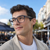 Monture de lunettes carrée en acétate de cellulose laminé de qualité supérieure en gros avec marque privée
