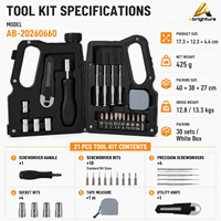 Kit d'outils portables OEM 21 pièces avec étui en forme de bidon de lubrifiant, ensemble d'outils à main robuste et de qualité supérieure pour la réparation à domicile