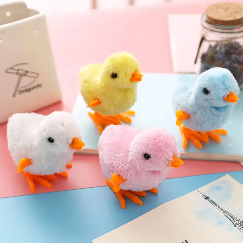 2024 Creative Wholesale High Quality Cute Chick Shaped Plush Toys Interesting Clockwork Small Toys For Kids