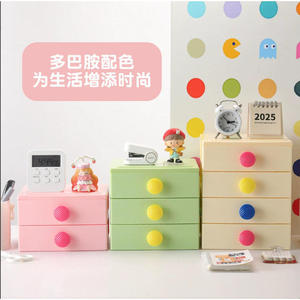 Multi Layer <b>Storage</b> <b>Box</b> 3 Tier <b>Drawer</b> Desktop Organizer Light Green Office Stationery Cosmetic Organizer - Product Image 2