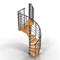 Escalier d'hôtel en acier et bois, design contemporain en métal, escalier droit intérieur, colonne centrale