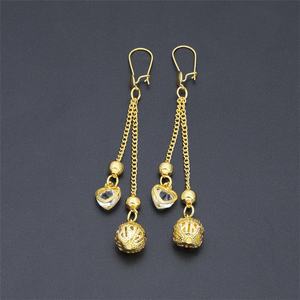 Jxx Direct Supply Unisex 24K Gold Plated Brass Hoop Heart Zircon Triangle Drop <b>Stud</b> <b>Earrings</b> Classic Design - Product Image 4