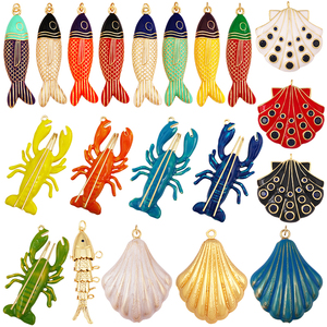 จี้เปลือกไข่กุ้งล็อบสเตอร์ขนาดใหญ่เคลือบสีทอง18K เซอร์คอนชุบเงินแท้อุปกรณ์สำหรับ R01 - Product Image 1