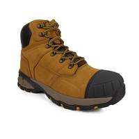 Chaussures de sécurité pour hommes, mi-hautes, avec embout en acier, dessus en cuir, semelle en caoutchouc, chaussures de travail pour hommes, chaussures robustes