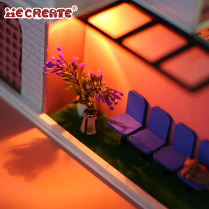 IIECREATE K-034 rose café Miniature pour Kits <span class=keywords><strong>de</strong></span> <span class=keywords><strong>maison</strong></span> <span class=keywords><strong>de</strong></span> poupée bricolage assembler <span class=keywords><strong>maison</strong></span> en bois avec jouet léger pour les filles - Product Image 4