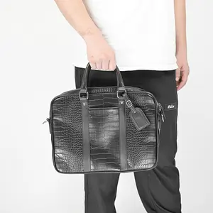 Mallette en cuir de grande capacité pour hommes Mallette en cuir de crocodile de haute qualité pour le travail