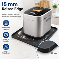 Tapis en silicone pour machine à pain, avec rebord surélevé, résistant à la chaleur, imperméable, facile à nettoyer, antidérapant, pour machine à pain, cuisine