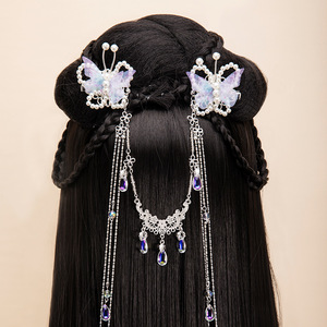Accesorios para el cabello Hanfu, pinzas para el cabello etéreas, adornos para el cabello de estilo antiguo, horquillas con forma de mariposa, adornos para la frente y cejas - Product Image 2