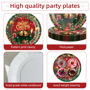 Ensemble de vaisselle de Noël élégant en gros : Assiettes, gobelets et <span class=keywords><strong>serviettes</strong></span> en <span class=keywords><strong>papier</strong></span> jetables pour fêtes de fin d'année et buffets - Product Image 2
